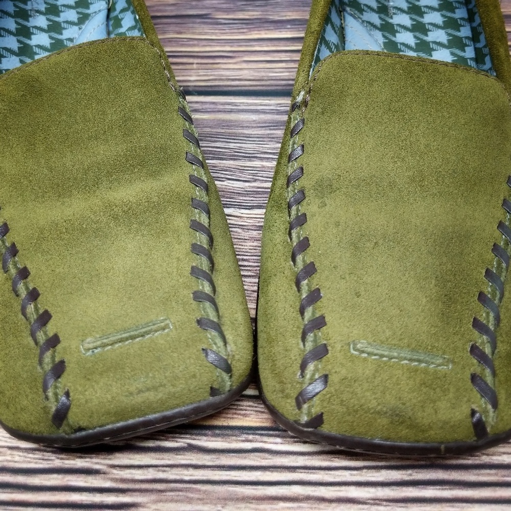 Indigo By Clarks Green Suede Leather Square Toe Lo - Picture 5 of 8